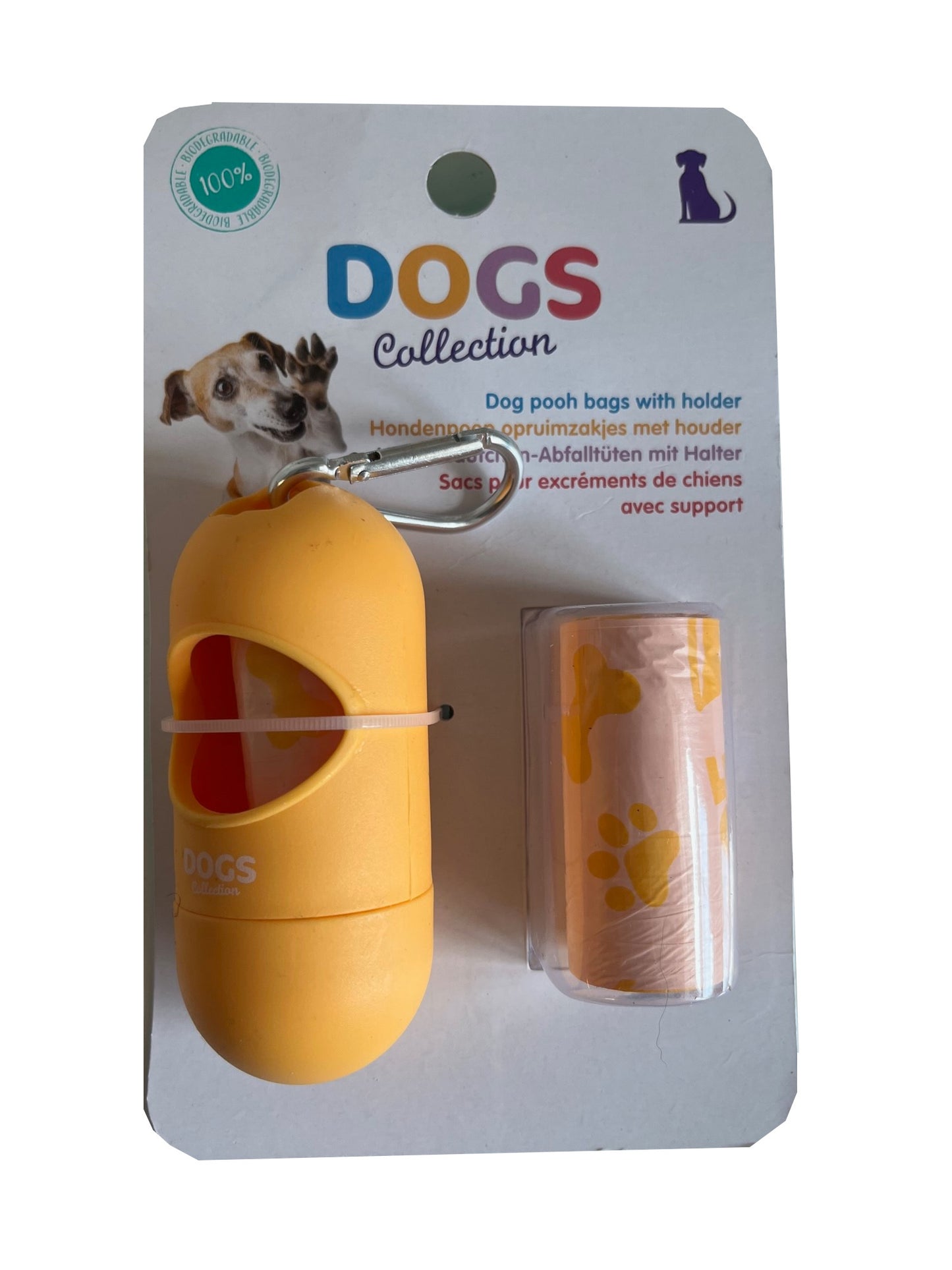Dog Waste Bag Holder Pod with Metal Leash Clip and 30 Biodegradable Bags