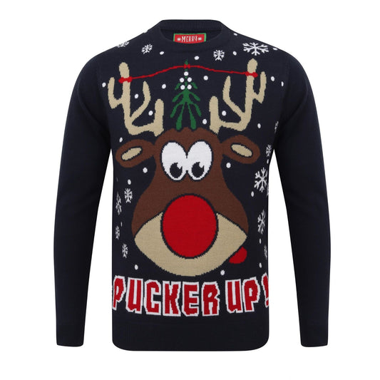 Adults Pucker Up Knitted Christmas Jumper