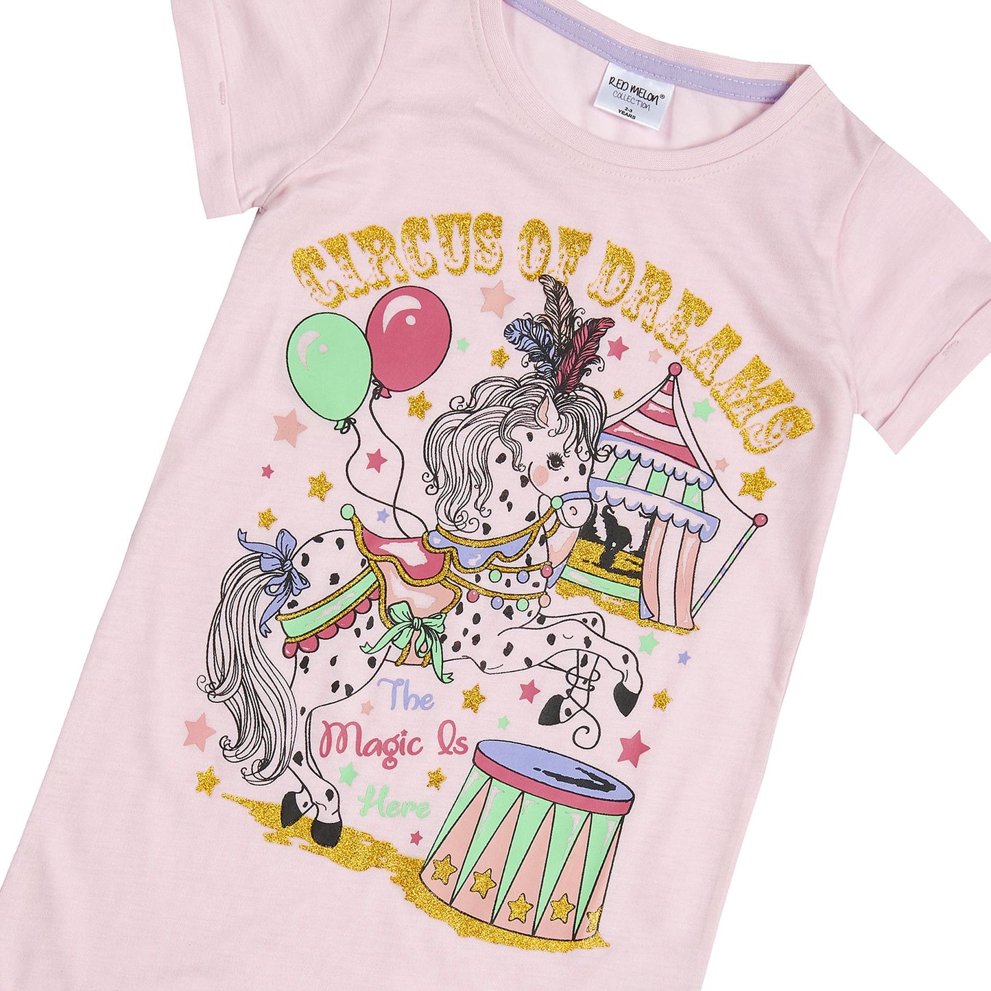 Girls Dinosaur or Circus Short Sleeve Nightdress ~ 2-6 years