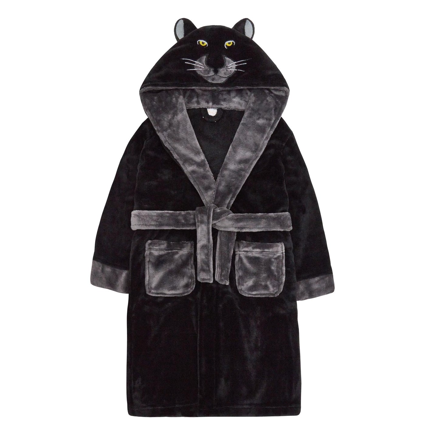 Childrens Panther Hood Plush Fleece Dressing Gown ~ 7-13 years