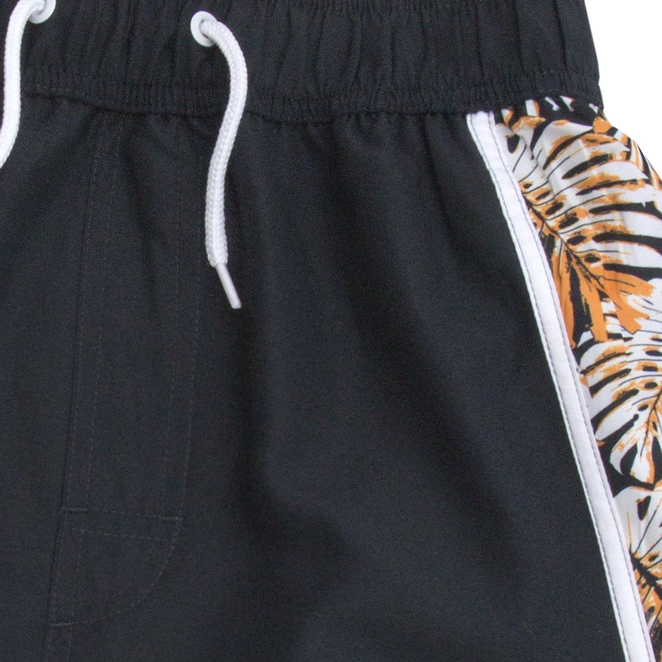 Boys Palm Print Side Panel Bermuda Swimming Shorts