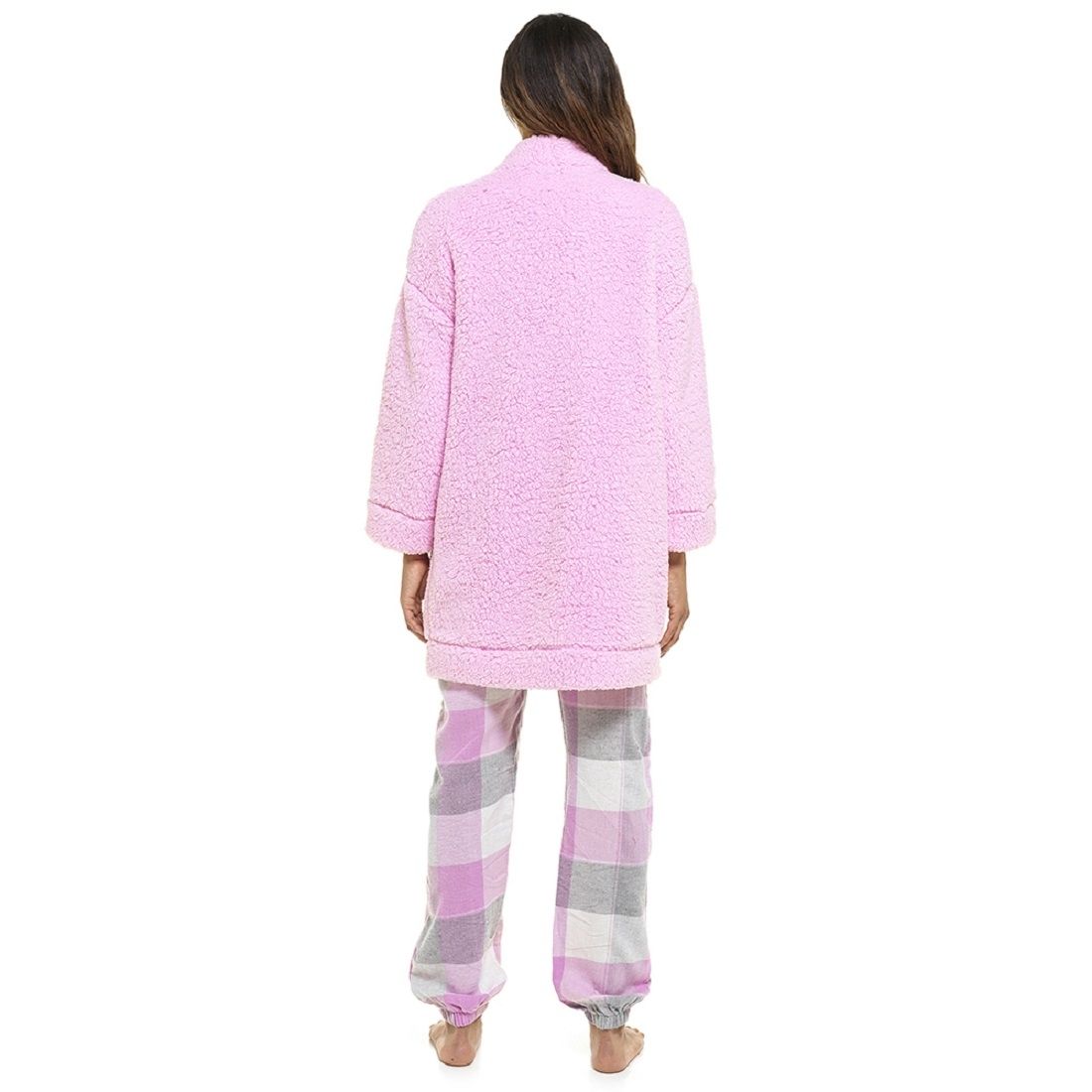 Ladies Sherpa Fleece Fluffy Edge to Edge Cardi Gown