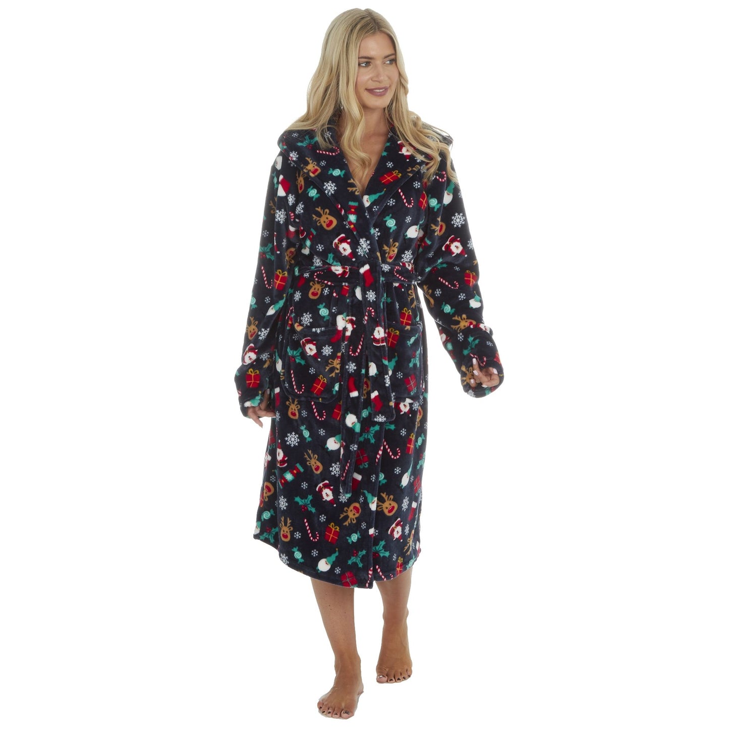 Unisex Adults Christmas Print Dressing Gown ~ S-XL