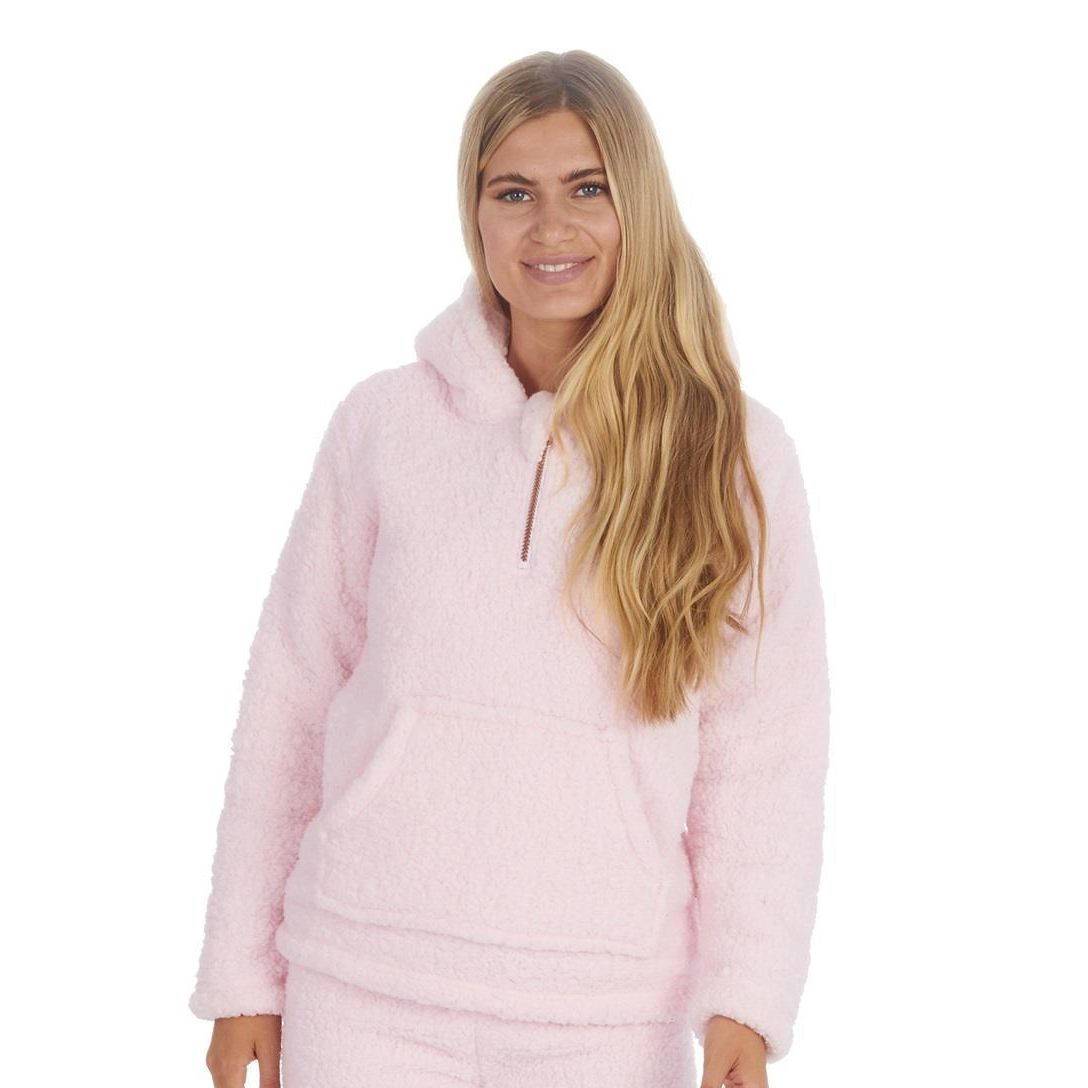 Ladies Borg Fleece Lounge Hoodie