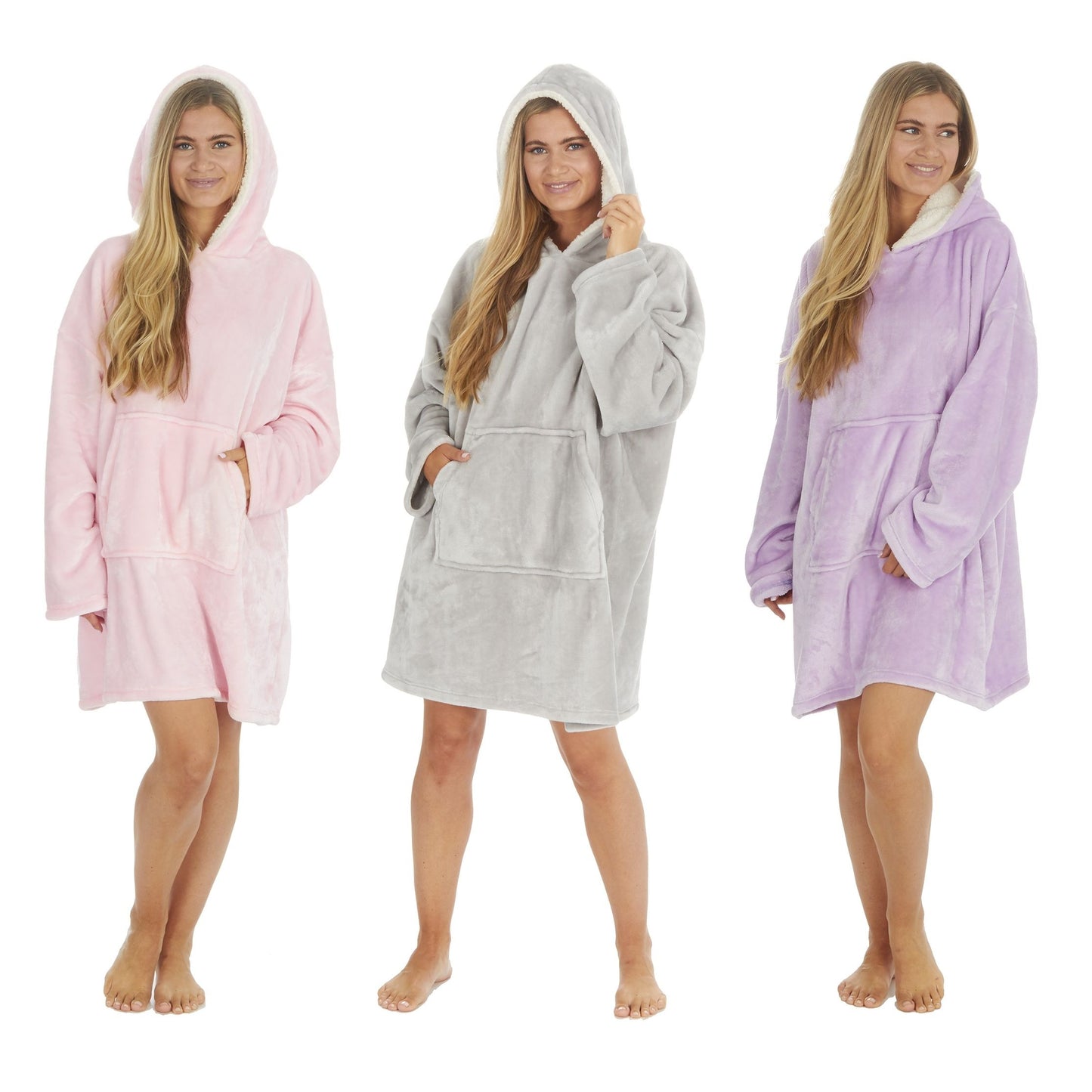 Ladies Soft Shimmer Effect Fleece Oversize Lounge Hoodie