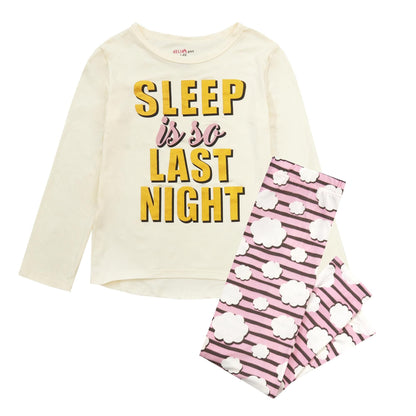 Childrens Slogan Glitter Print Pyjama Set ~ 7-13 years