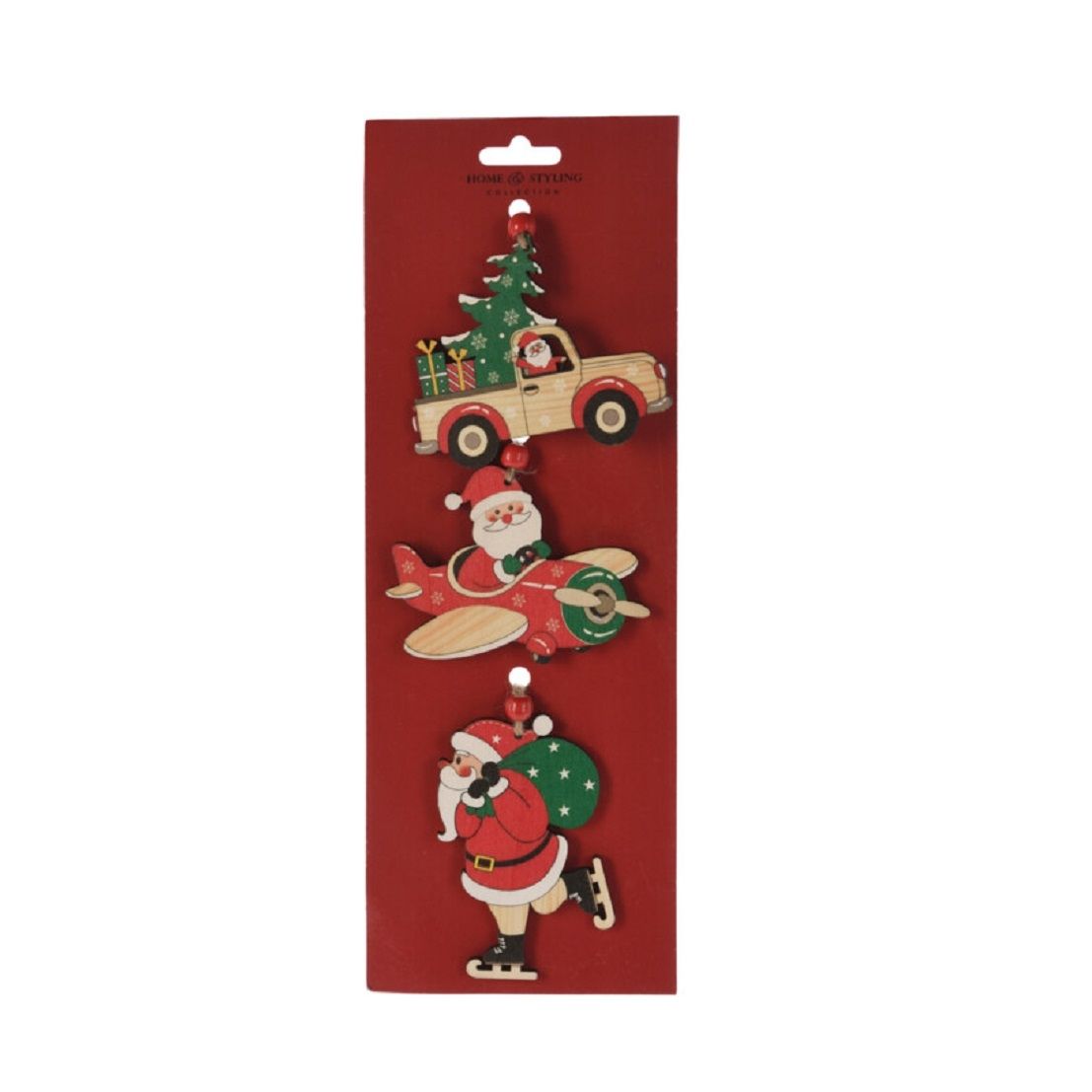 Set of 3 Wooden Hanging Tree Decorations