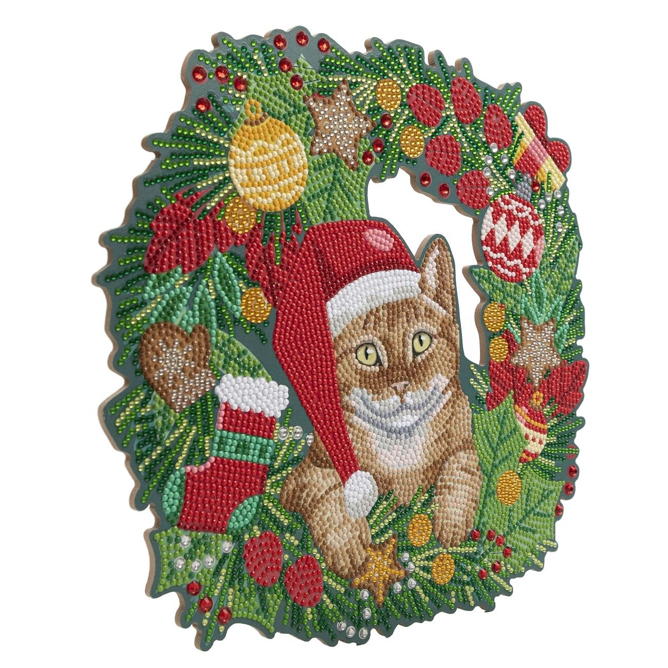 Craft Buddy 30cm Crystal Art Wreath Kit ~ Cat Christmas