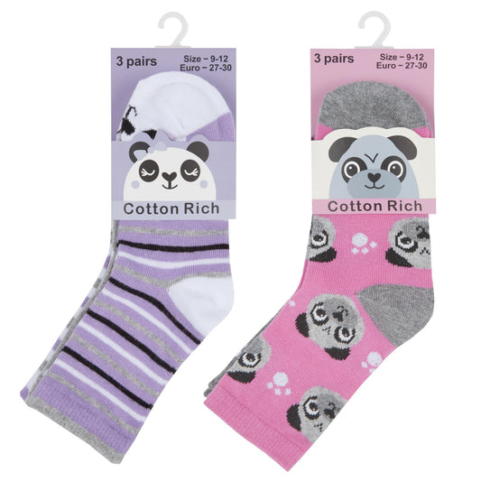 Childrens 3 Pk of Novelty Animal Socks