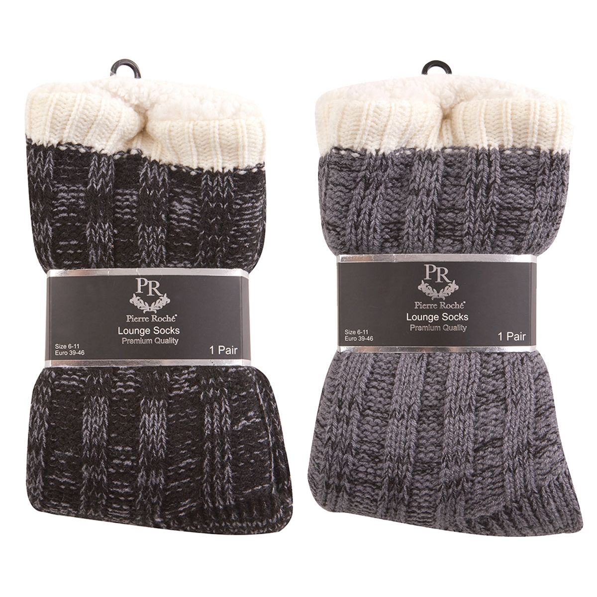 Mens Chunky Knit Fully Fleece Lined Winter Slipper Socks