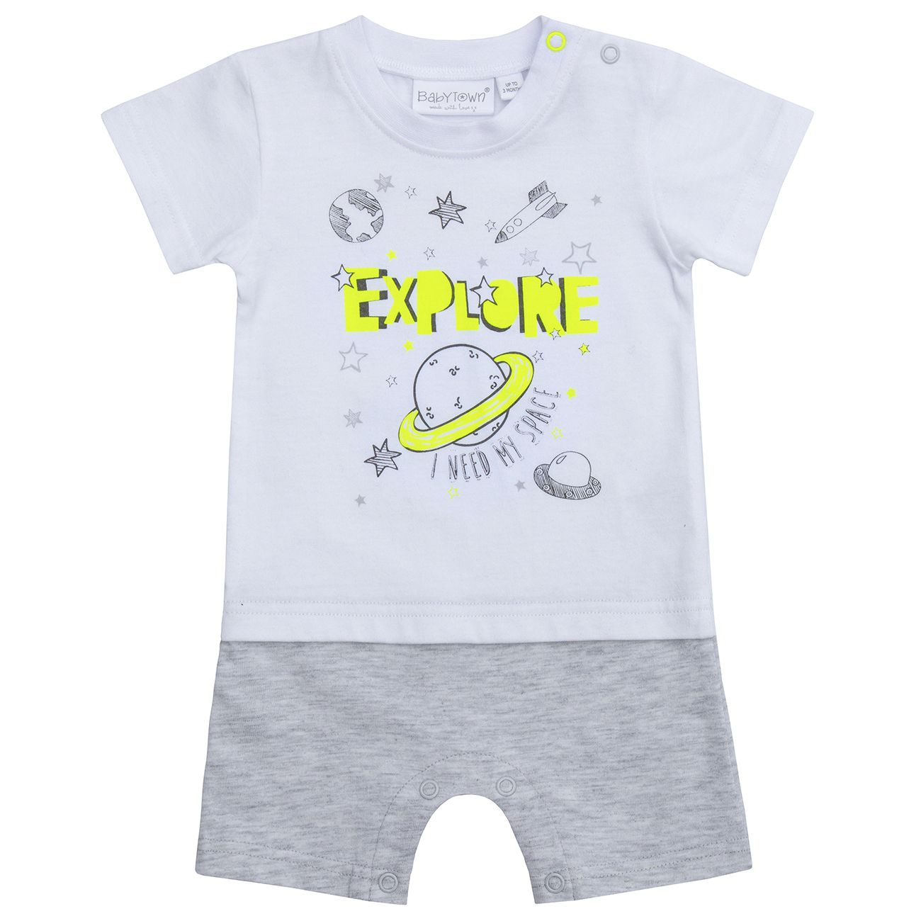Babies Space Rocket Faux Top and Shorts Romper