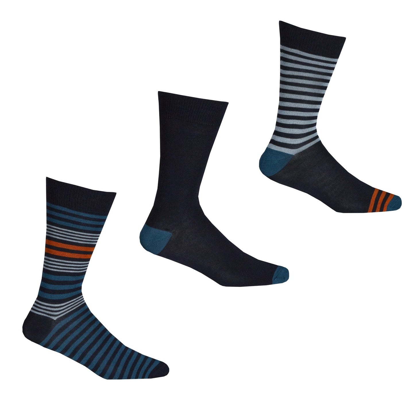 Mens 3 Pack of Striped Bamboo Socks