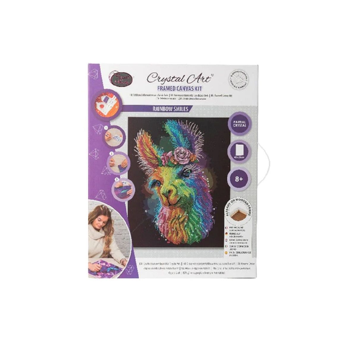 Craft Buddy Partial Crystal Framed Crystal Art Kit 40cm x 50cm - Rainbow Smiles - Special Crystals