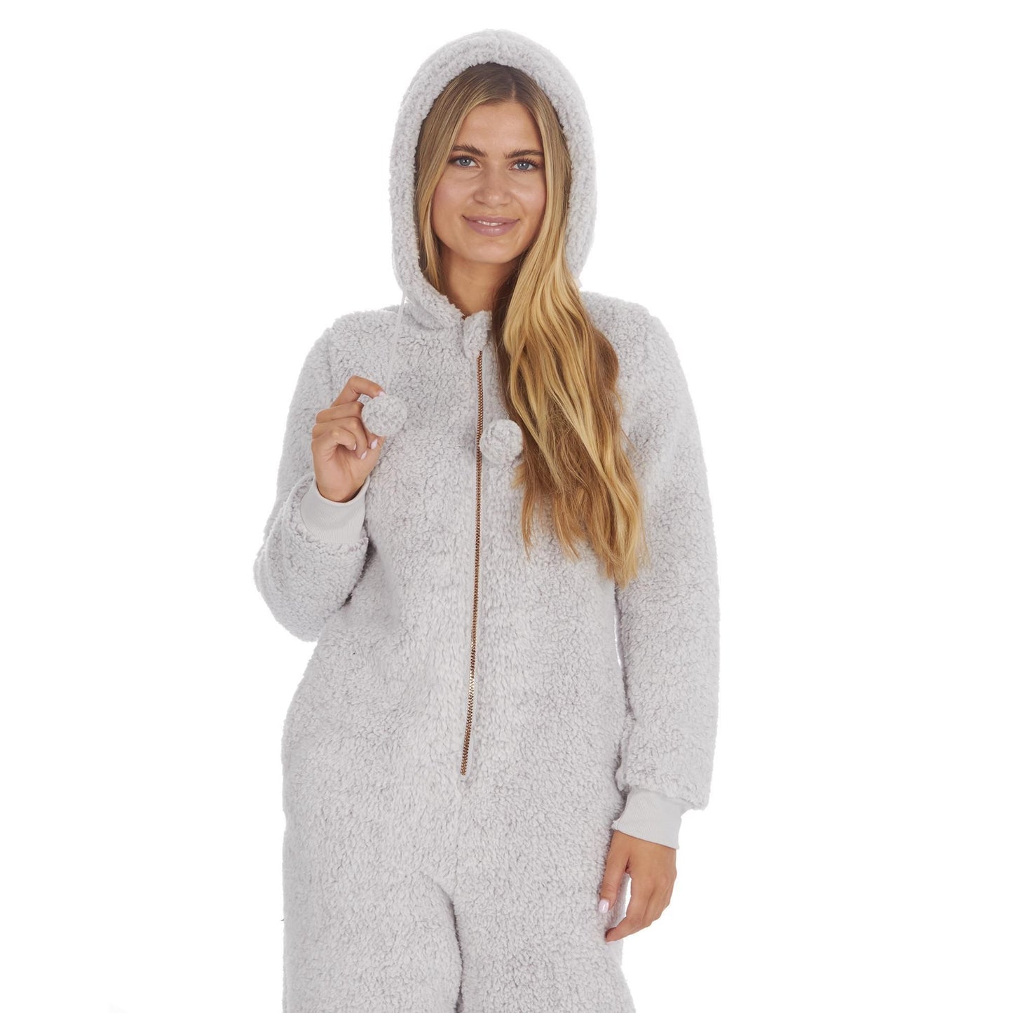 Ladies Warm Winter Plain Borg Fleece Onezee ~ S-XL