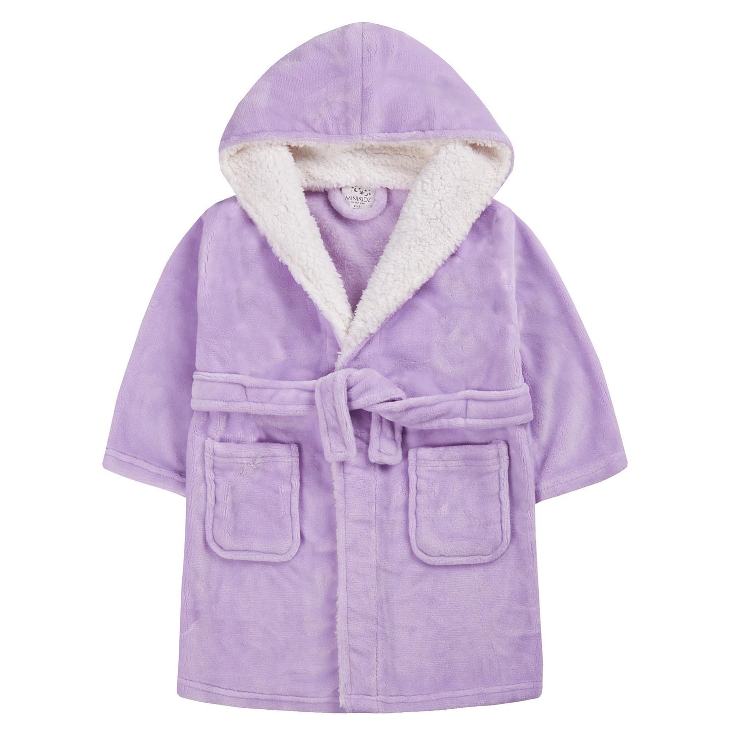 Childrens Plush Pastel Robe with Borg Fleece Trim