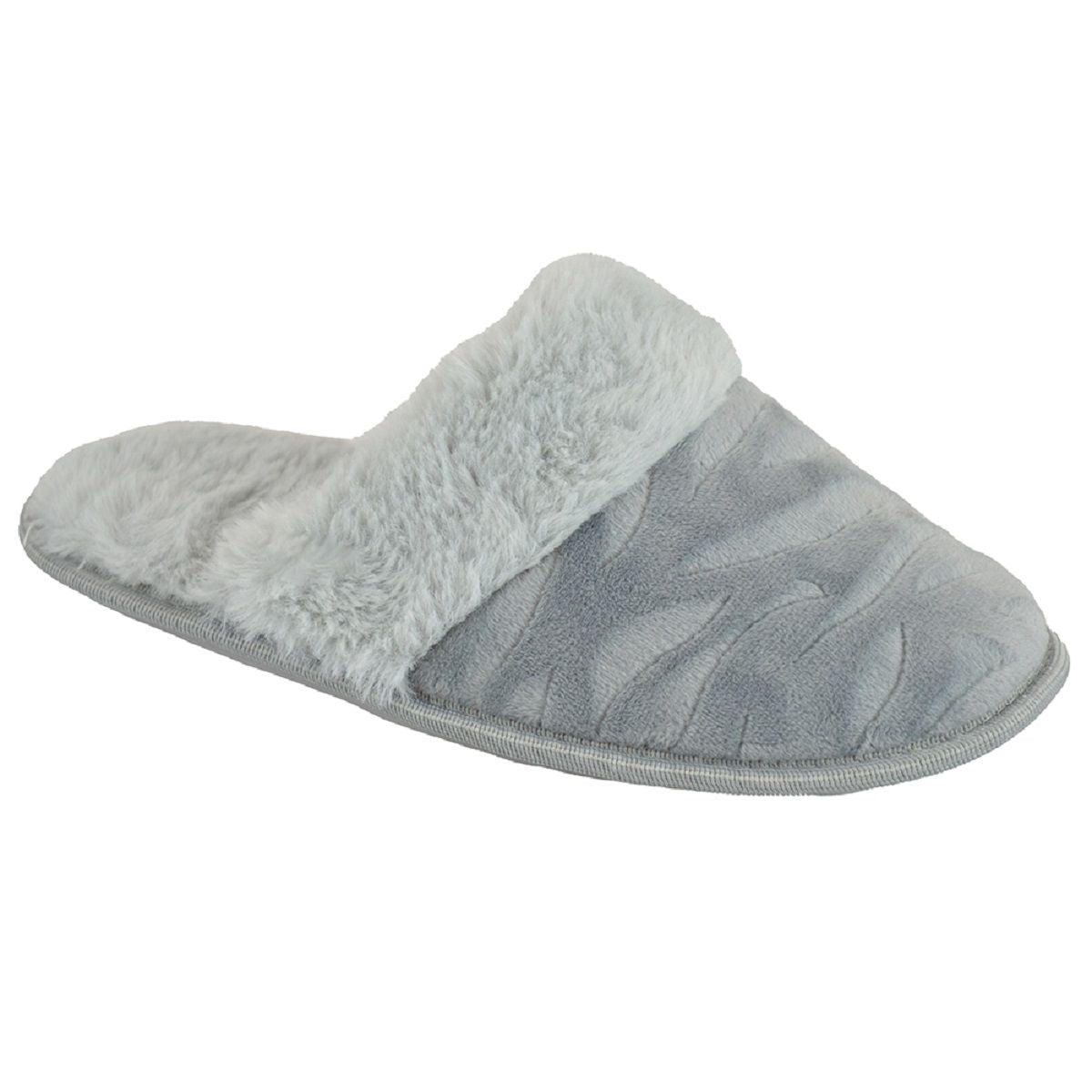 Ladies Faux Fur Lined Zebra Print Mule Slipper