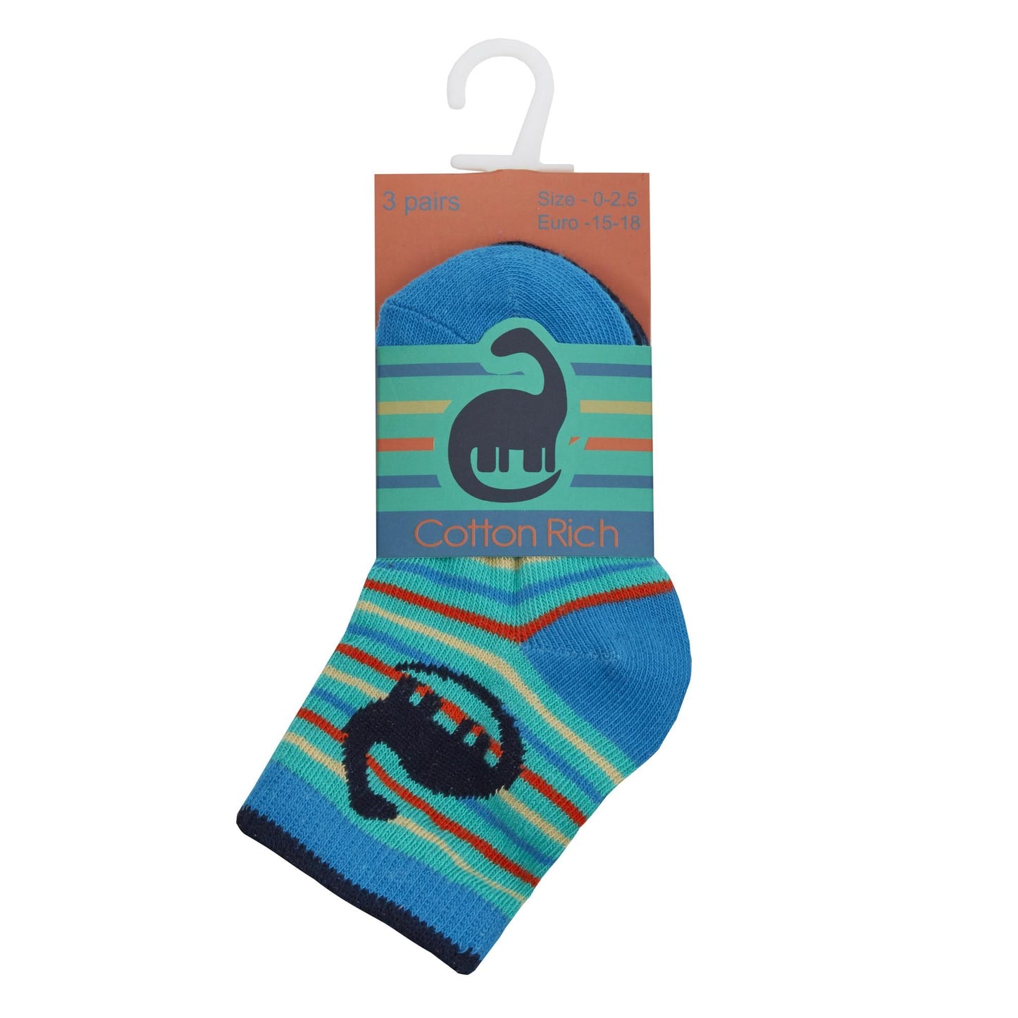 Babies 3 Pack of Dinosaur Design Socks