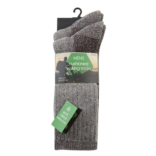 Mens 2 Pack Cushioned Walking Socks