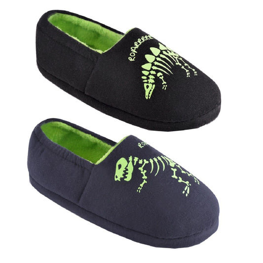 Kids Glow In The Dark Dinosaur Slippers