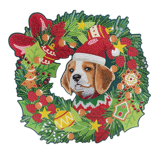 Craft Buddy 30cm Crystal Art Wreath Kit ~ Dog Christmas