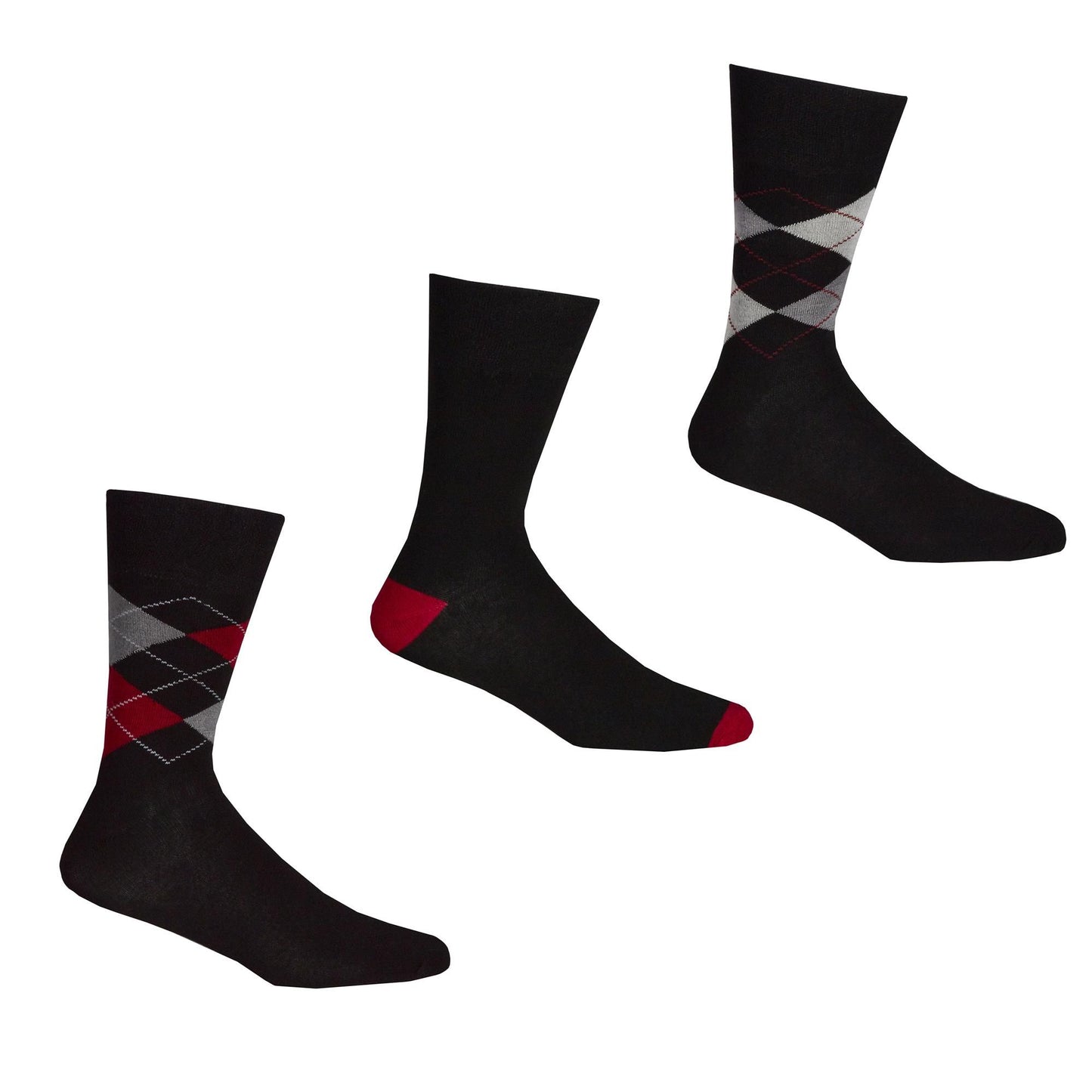 Mens 3 Pack of Argyle Design Non Elastic Bamboo Socks