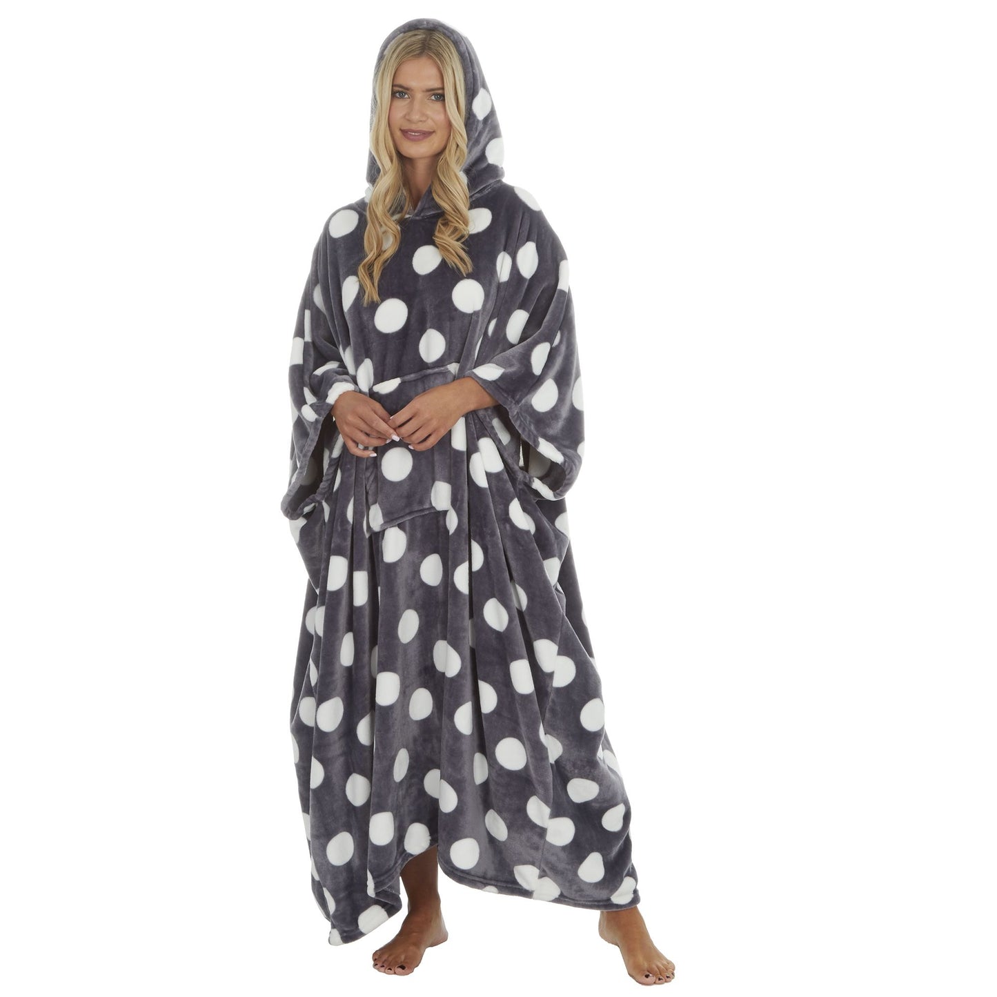 Ladies Fleece Long Hooded Poncho