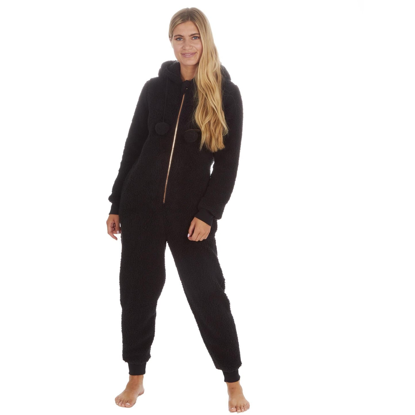 Ladies Warm Winter Plain Borg Fleece Onezee ~ S-XL