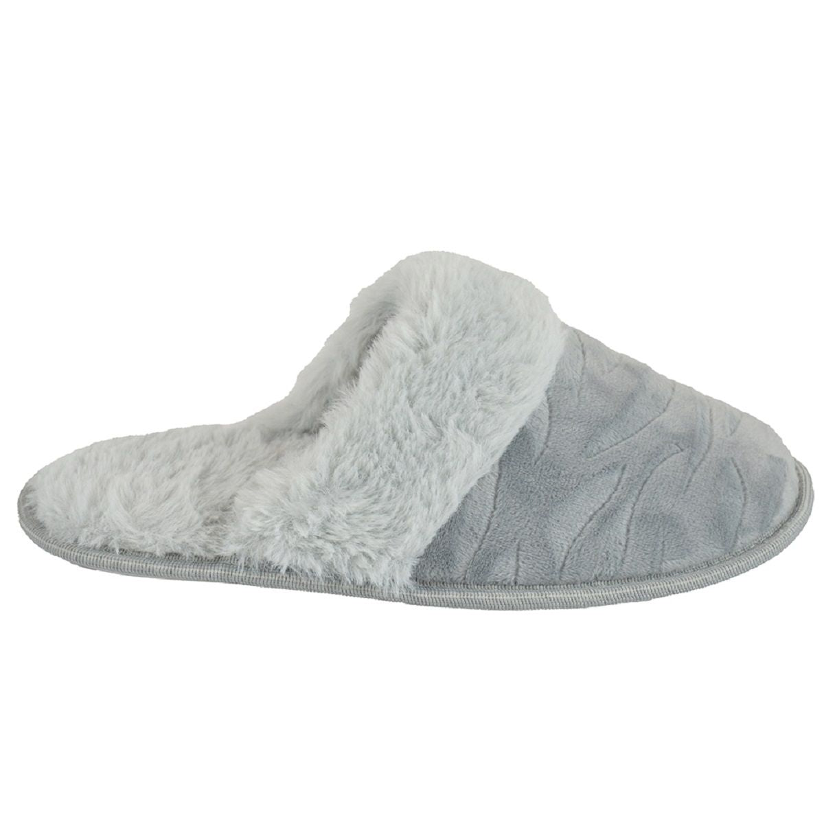 Ladies Faux Fur Lined Zebra Print Mule Slipper