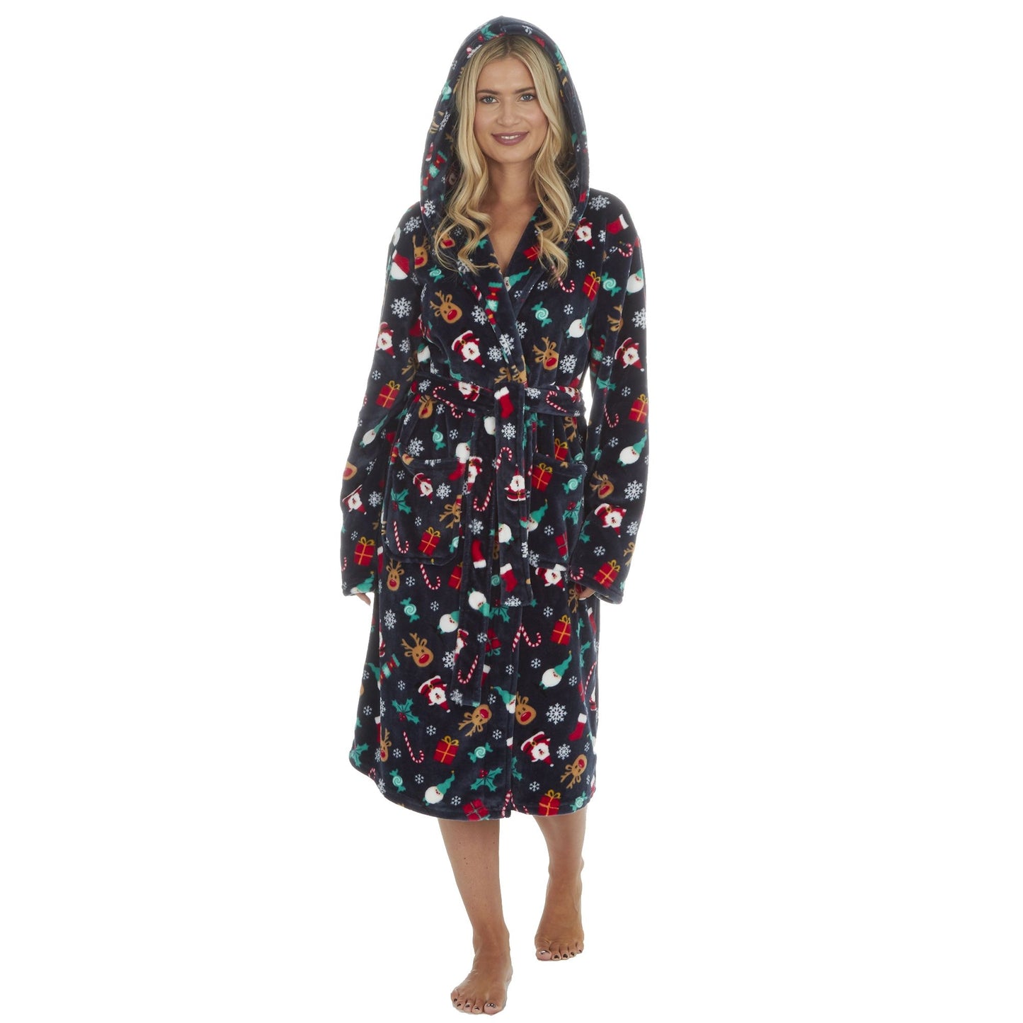Unisex Adults Christmas Print Dressing Gown ~ S-XL