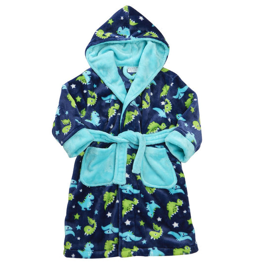 Childrens Dinosaur Print Dressing Gown ~ 2-6 Years