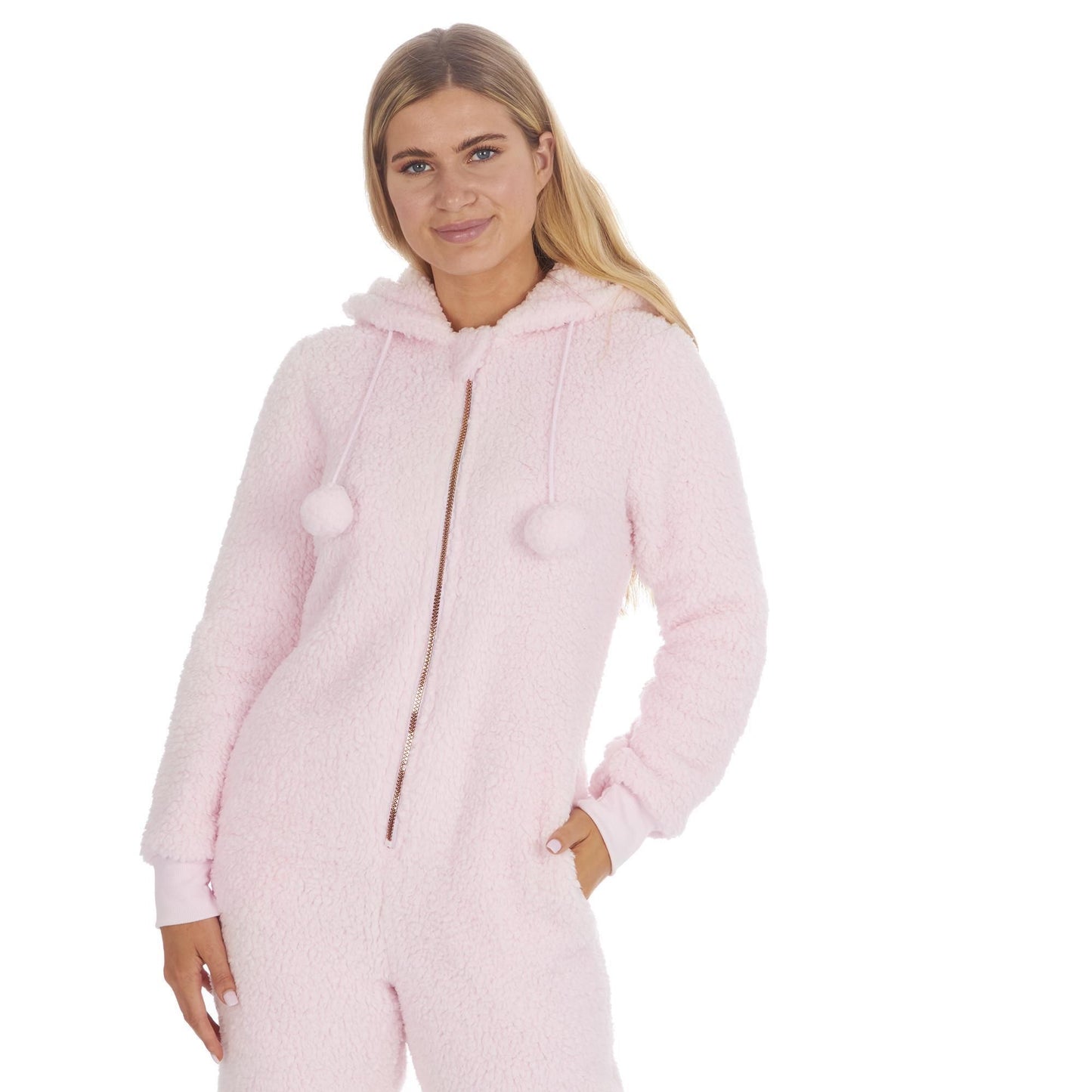 Ladies Warm Winter Plain Borg Fleece Onezee ~ S-XL