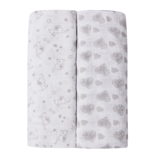 Babies 2 Pack Muslin Blankets