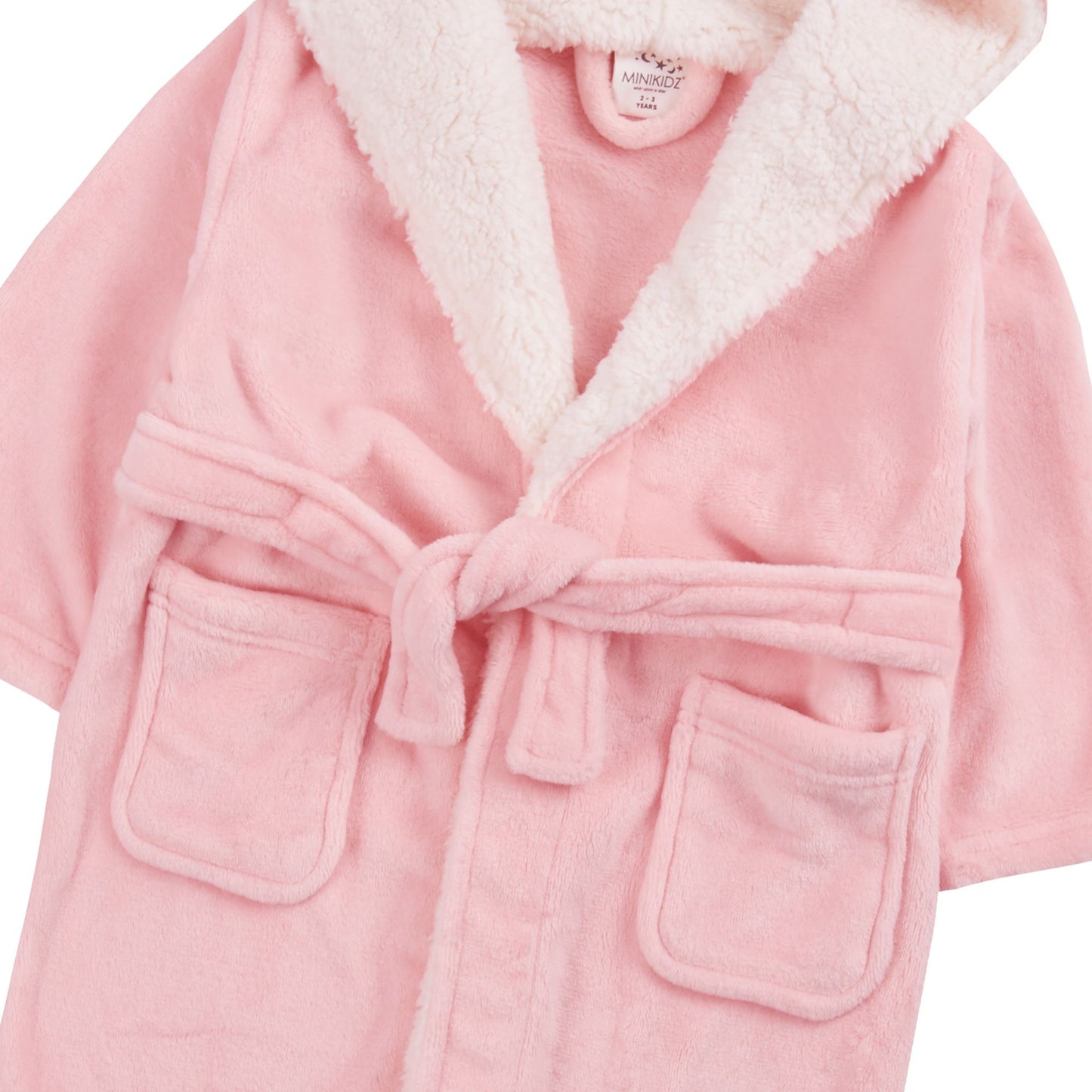 Childrens Plush Pastel Robe with Borg Fleece Trim