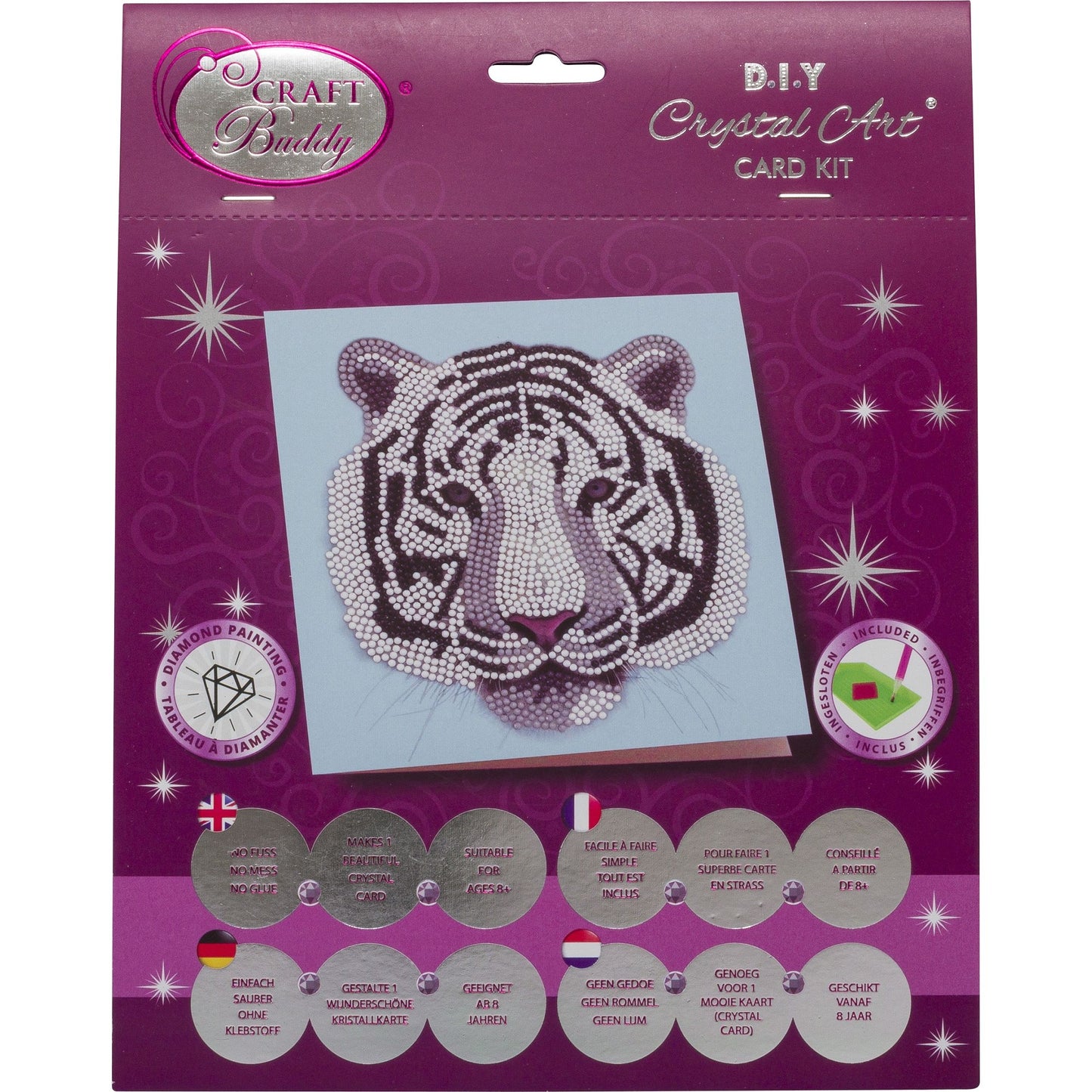 Craft Buddy 18x18cm DIY Crystal Card Kit - White Tiger Head