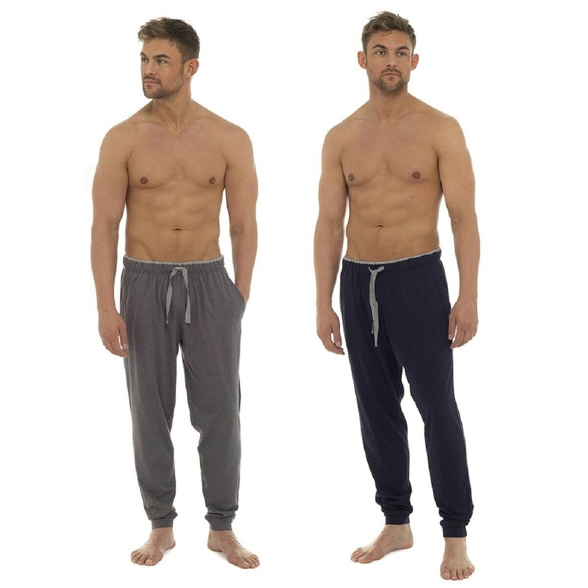 Mens Cuffed Ankle Lounge Pants with Contrast Inner Waistband ~ M-2XL