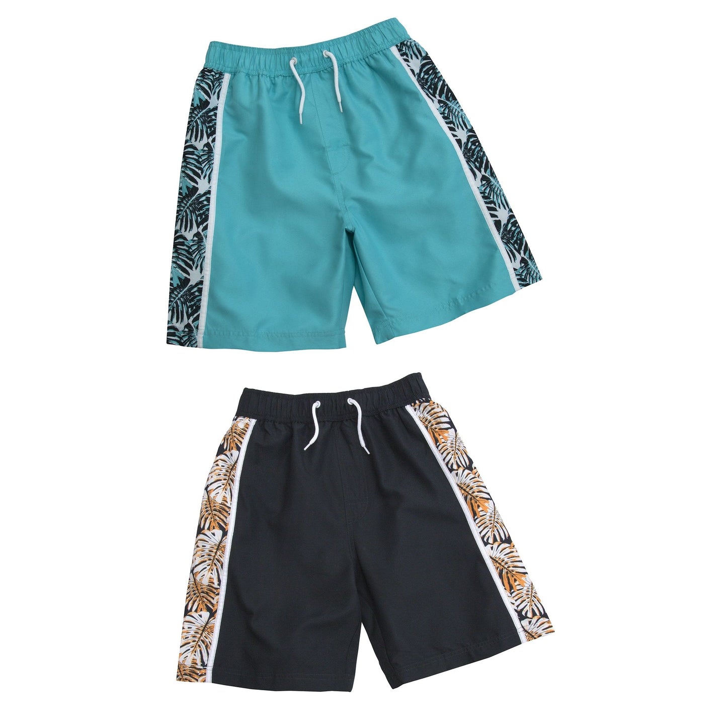 Boys Palm Print Side Panel Bermuda Swimming Shorts