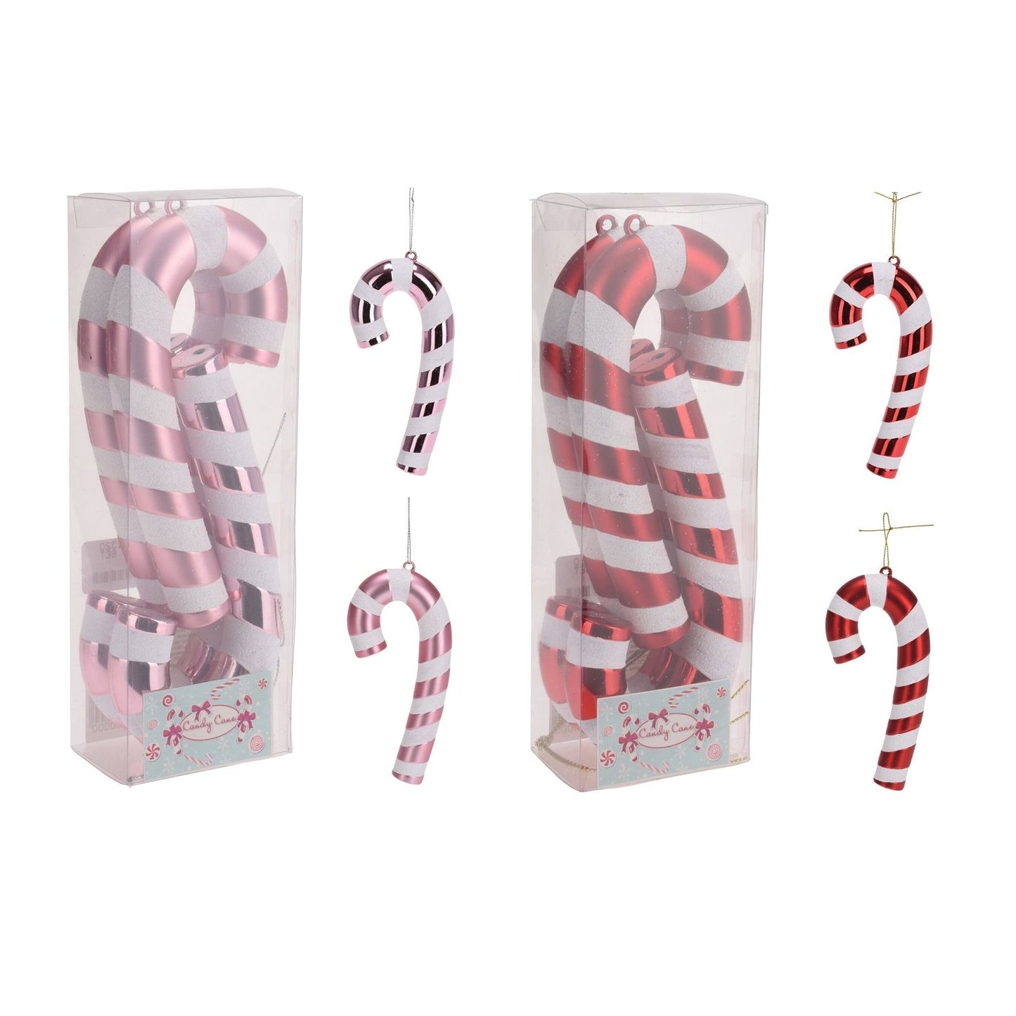 Set of 4 Candy Cane Christmas Tree Decorations