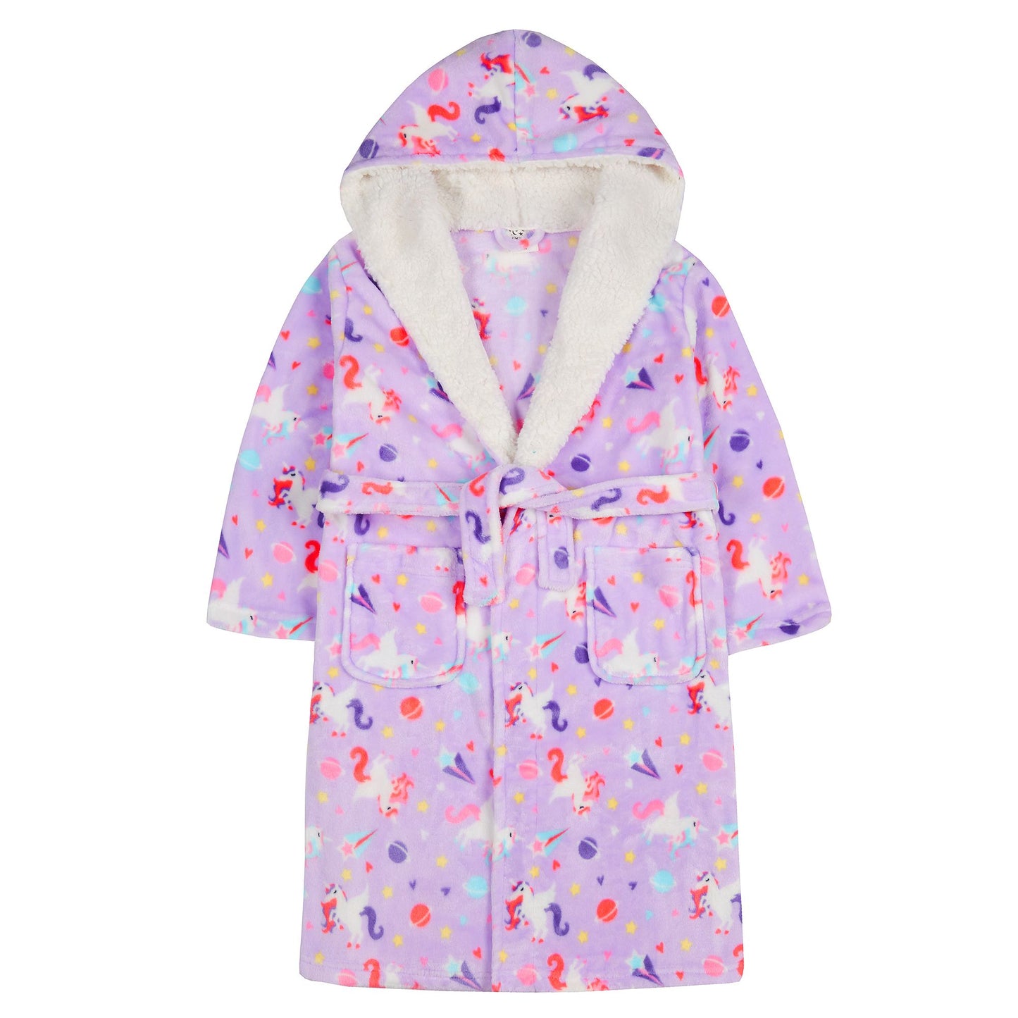 Childrens Lilac Unicorn Print Dressing Gown ~ 2-13 Years