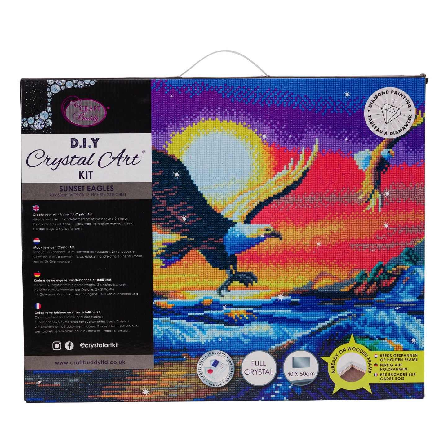 Craft Buddy Full Crystal Mounted Crystal Art Kit 40cm x 50cm - Sunset Eagles