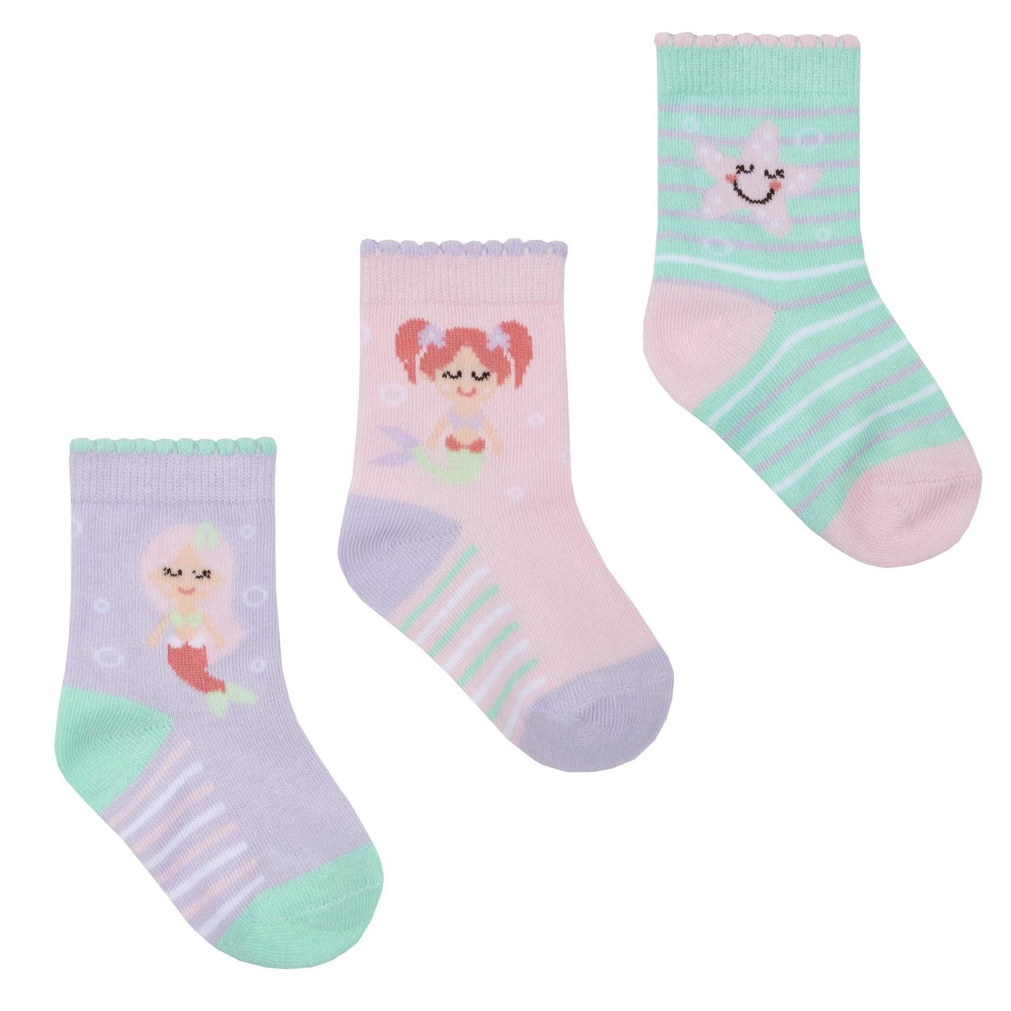 Babies 3 Pk of Novelty Mermaid Design Socks