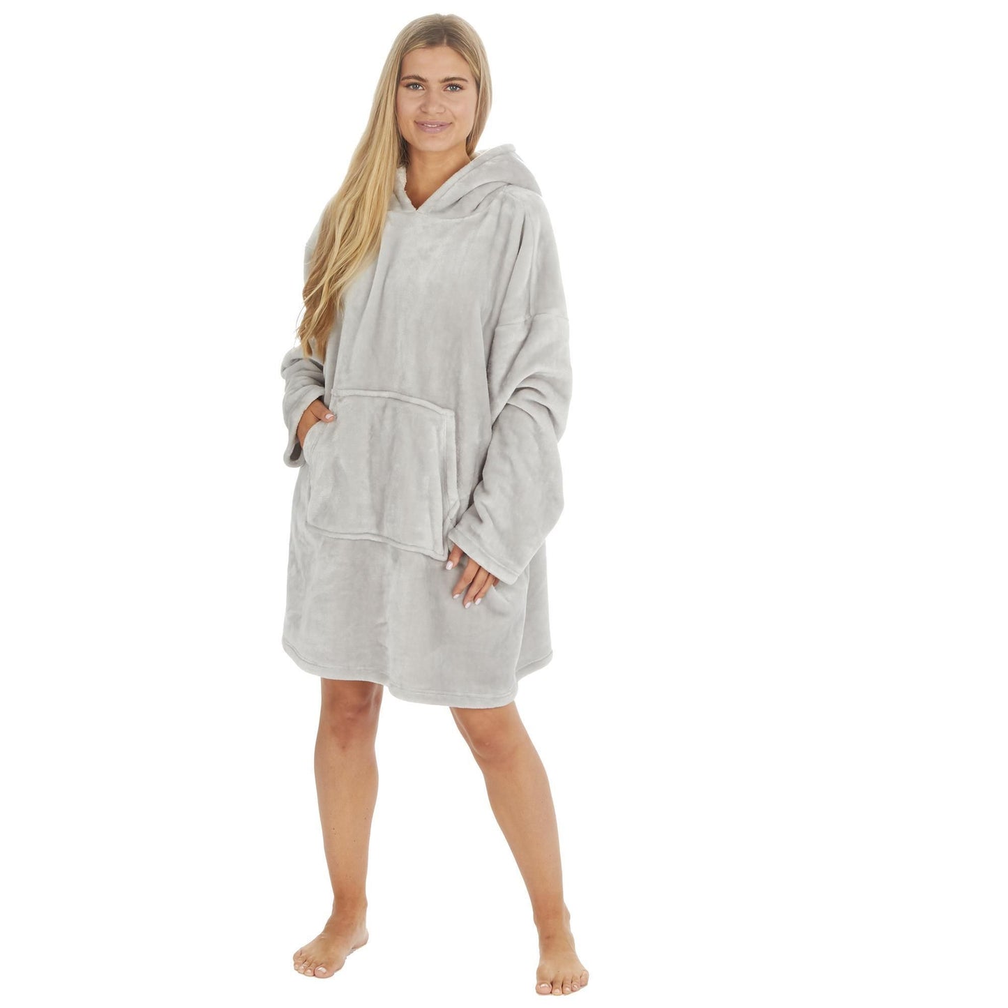 Ladies Soft Shimmer Effect Fleece Oversize Lounge Hoodie