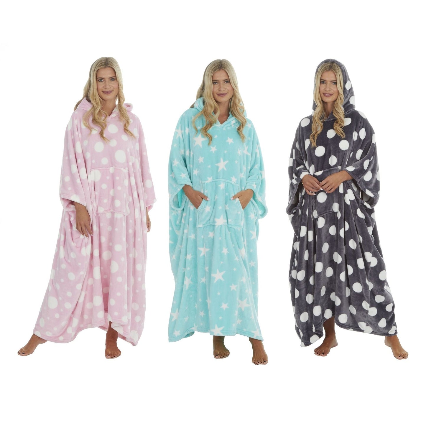 Ladies Fleece Long Hooded Poncho