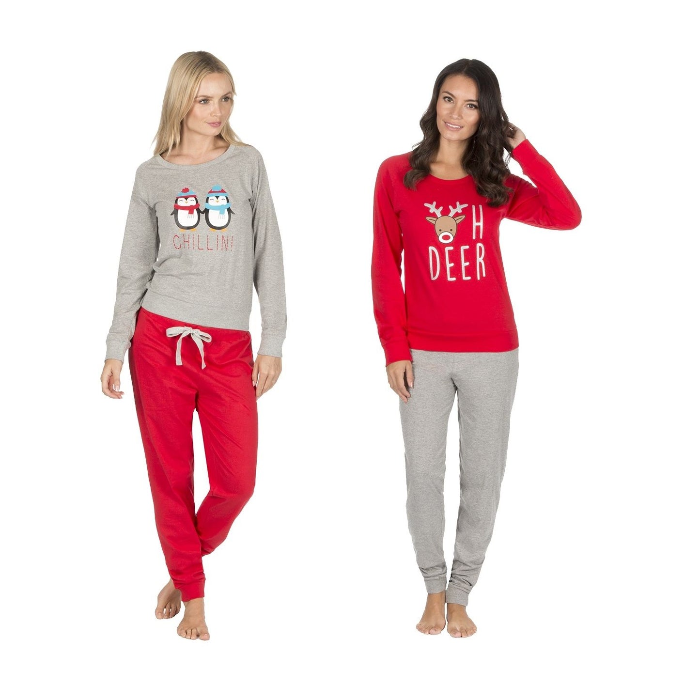 Ladies Christmas Jersey Pyjamas Set