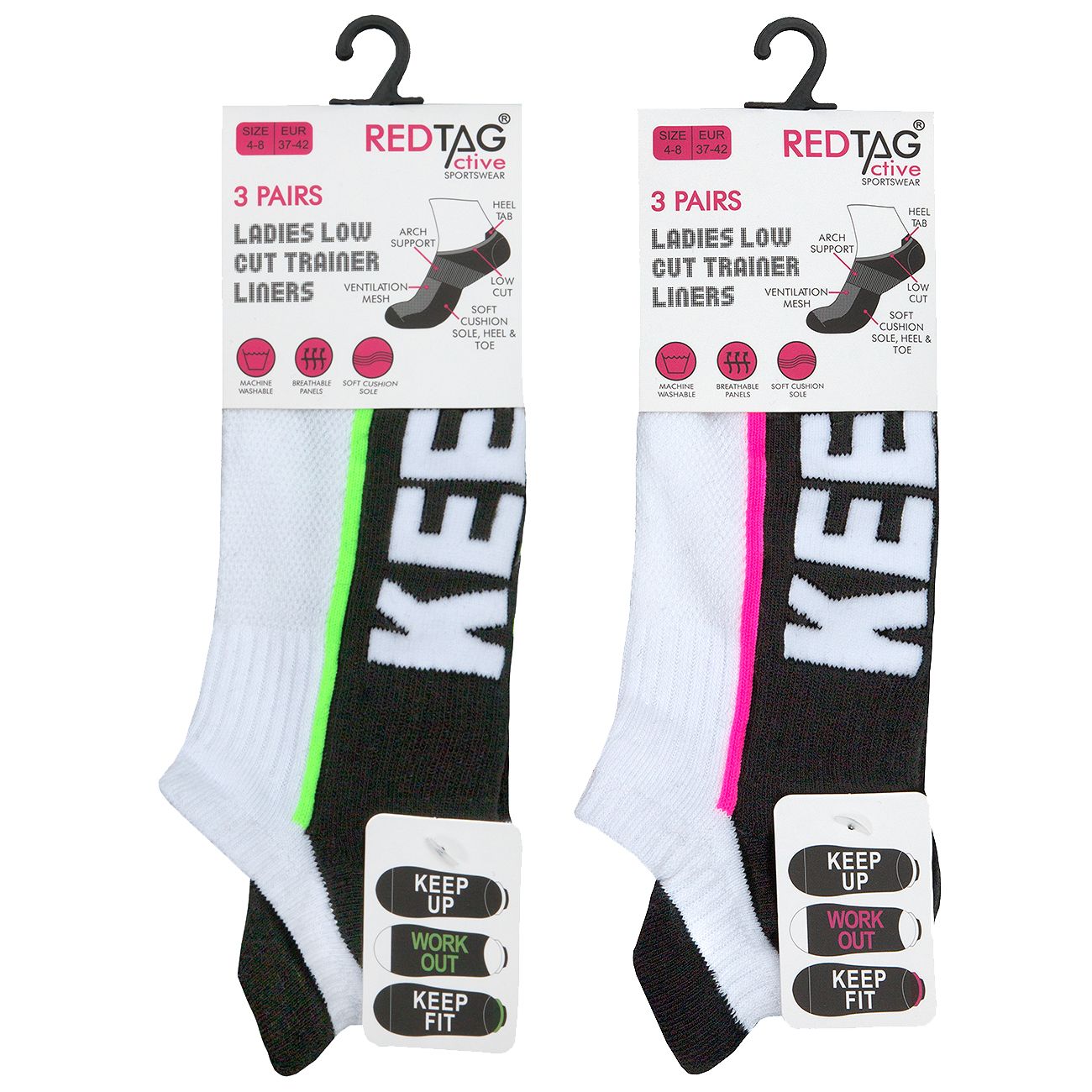 Ladies 3 Pk of Slogan Sole Low Cut Trainer Gym Socks