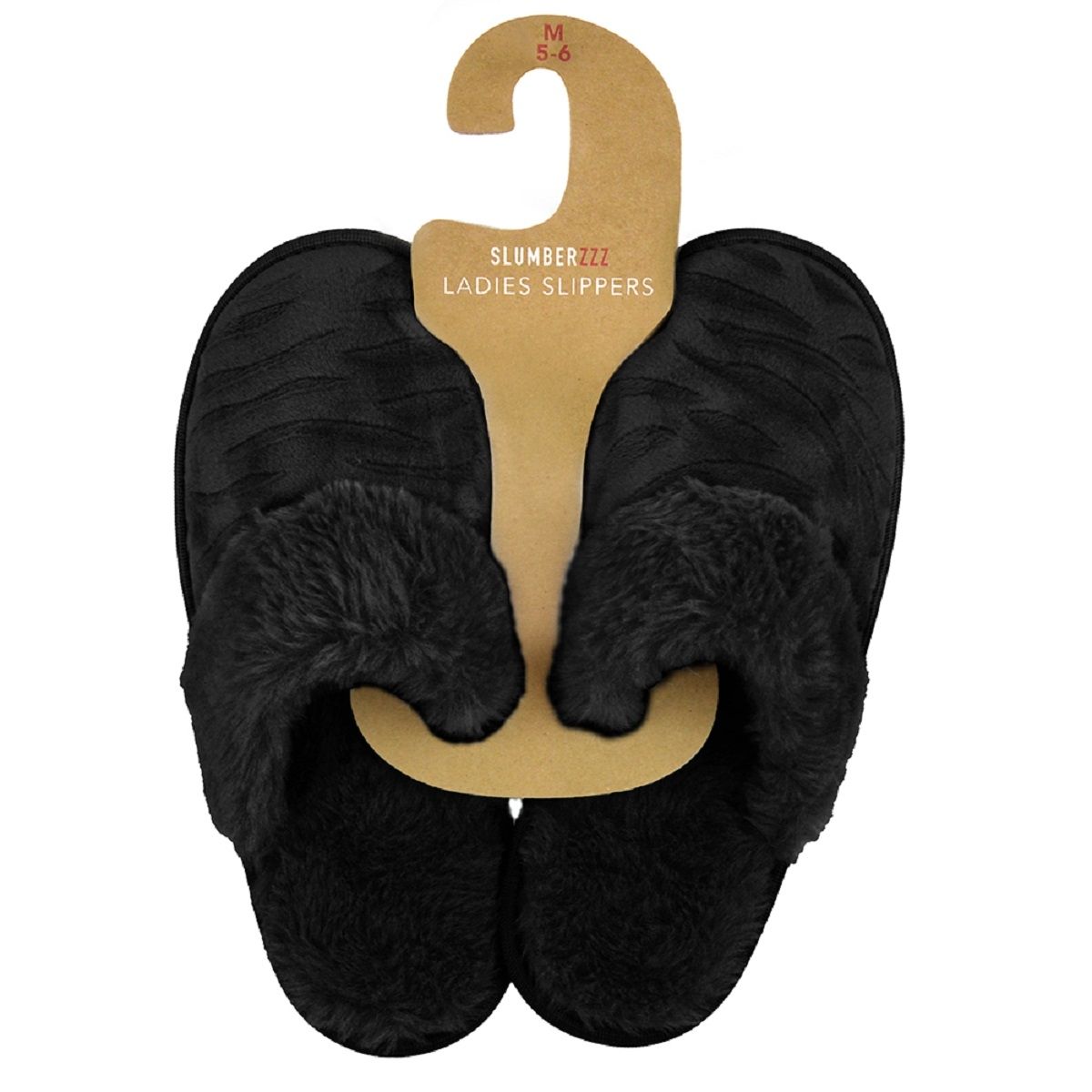 Ladies Faux Fur Lined Zebra Print Mule Slipper