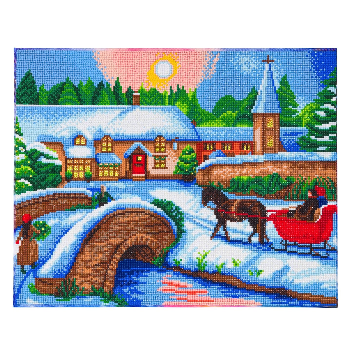 Craft Buddy Mounted Crystal Art Kit 40cm x 50cm - Winter Village
