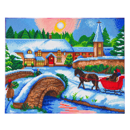 Craft Buddy Mounted Crystal Art Kit 40cm x 50cm - Winter Village