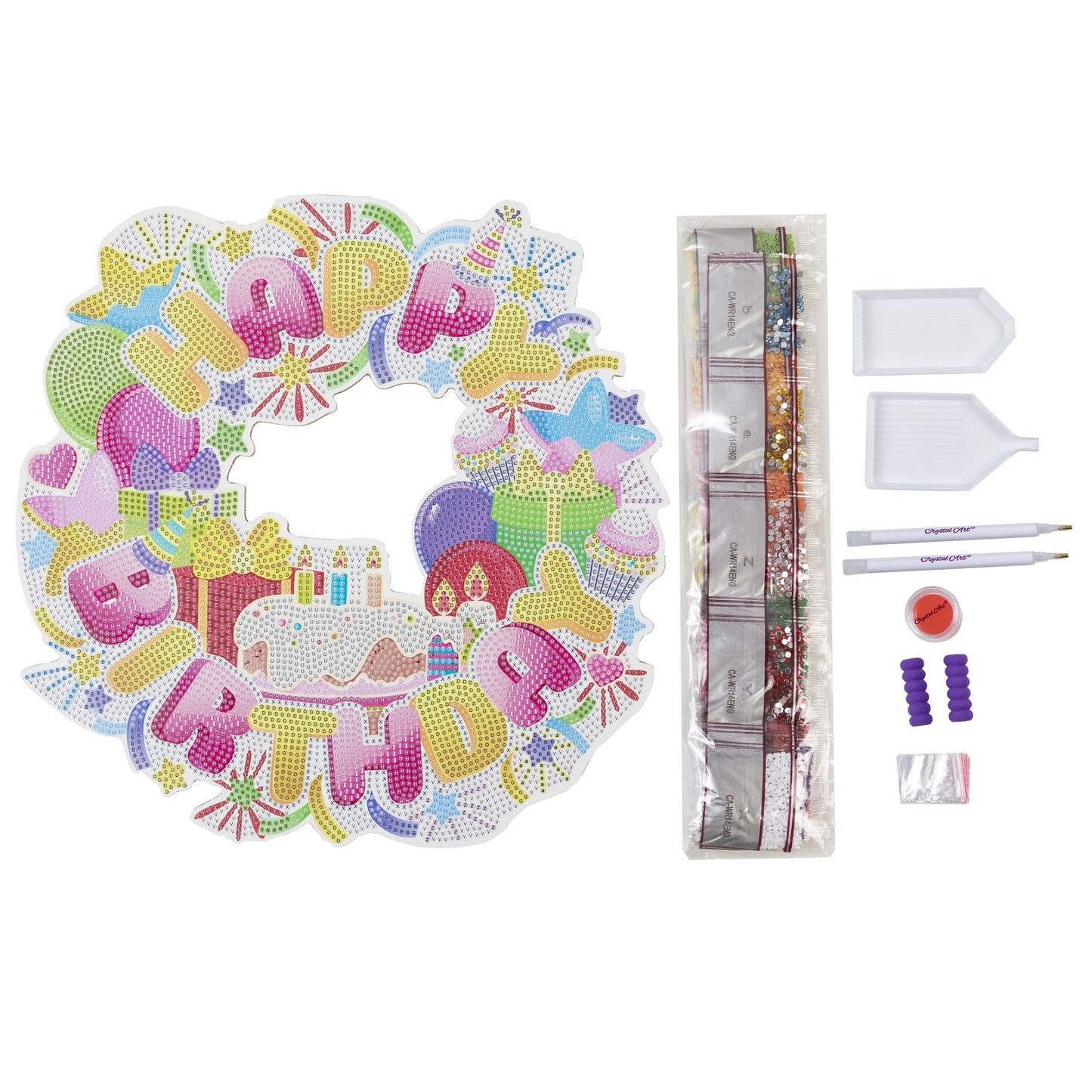 Craft Buddy Crystal Art Wreath Kit ~ Happy Birthday