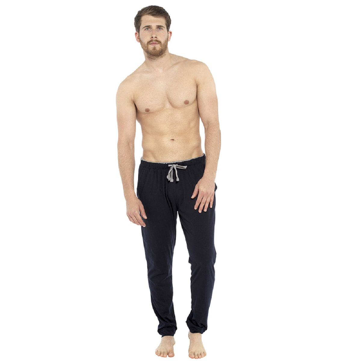 Mens Cuffed Ankle Lounge Pants with Contrast Inner Waistband ~ M-2XL