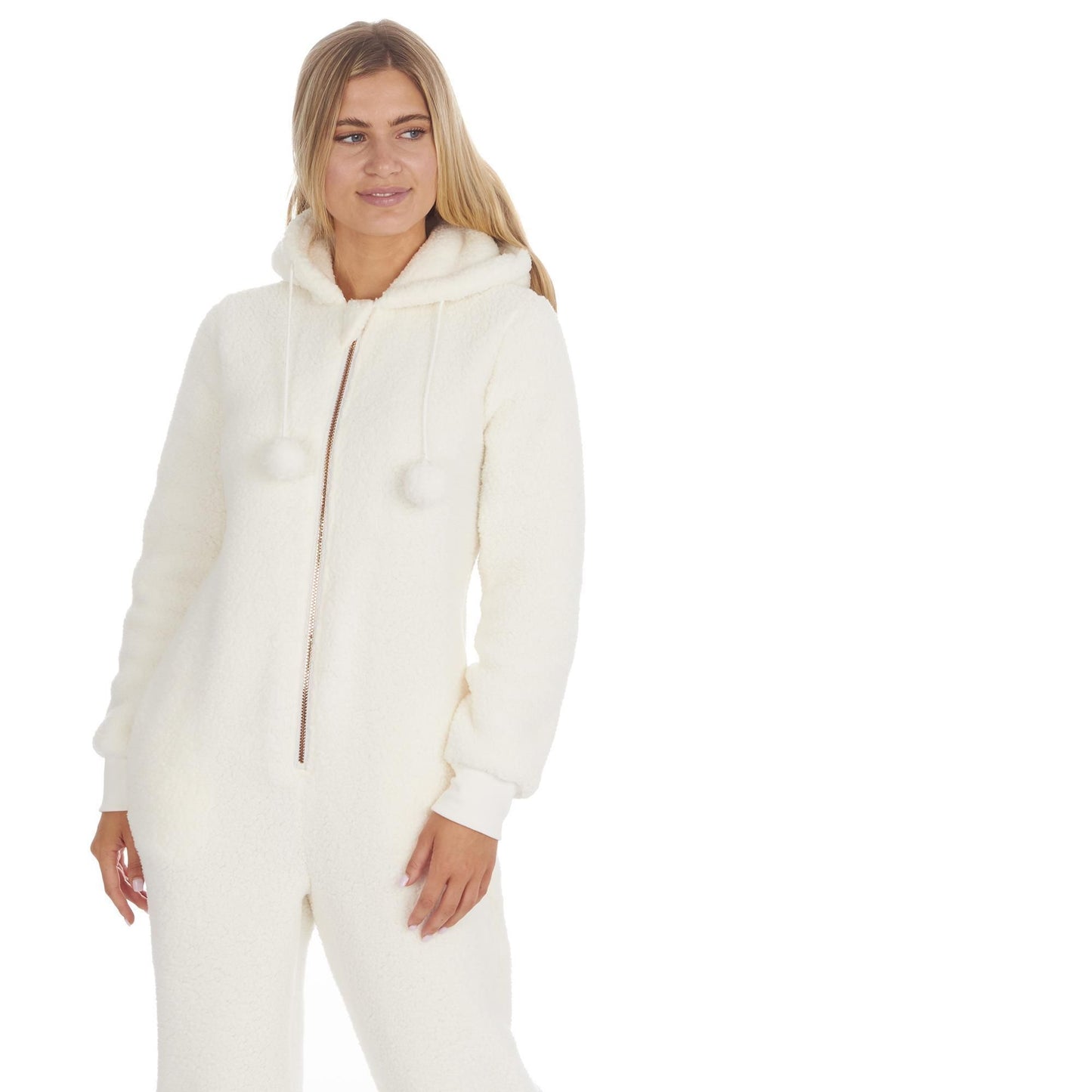 Ladies Warm Winter Plain Borg Fleece Onezee ~ S-XL